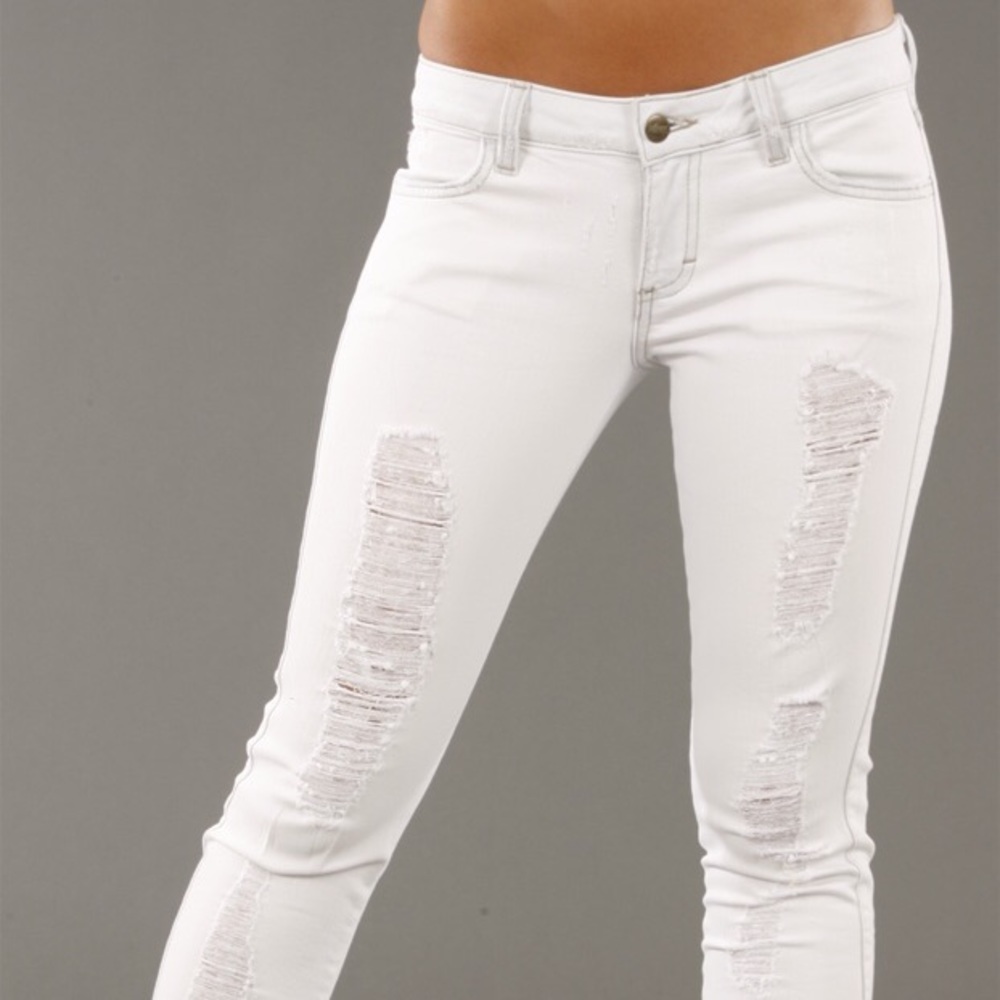 Wildfox / Siwy White Distressed Ankle Skinny Jeans